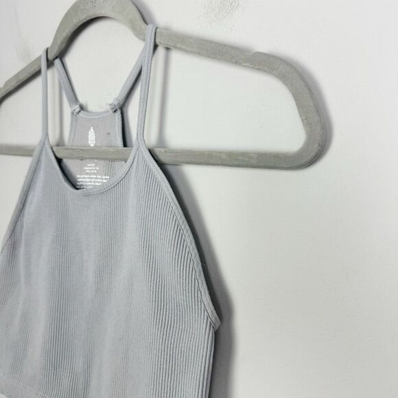 FREE PEOPLE | FP MOVEMENT Happiness Runs Gray Ribbed Crop Tank Women’s Size M/L - Picture 5 of 10